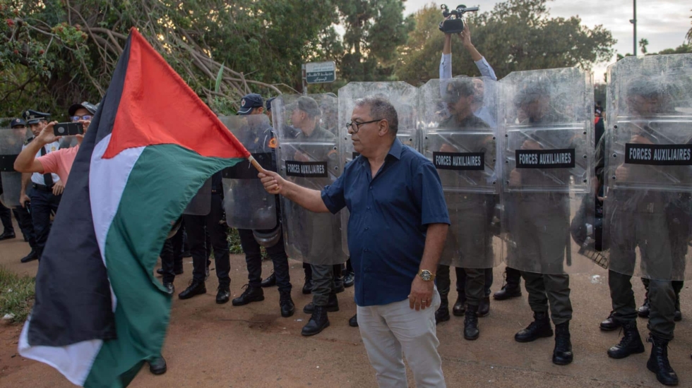 Manifestación en favor de Palestina en Rabat.