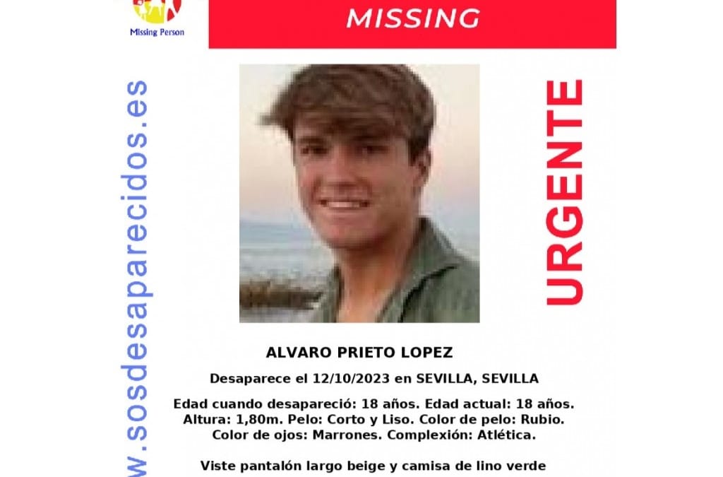 Cartel de búsqueda de Álvaro Prieto, el joven cordobés desaparecido en Sevilla