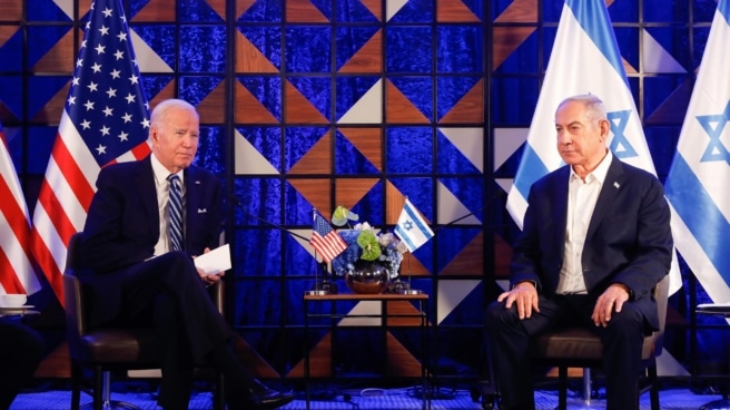 Joe Biden con Benjamin Netanyahu. Joe Biden con Benjamin Netanyahu.
