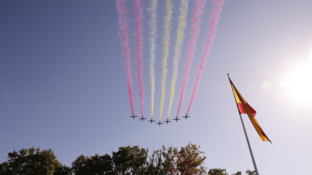 Vista del desfile de la Fuerza Aérea Española durante el desfile del Día de la Fiesta Nacional en Madrid