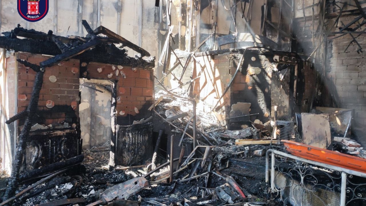 Interior de la discoteca de Murcia donde se produjo el incendio.