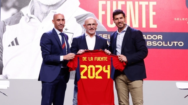 Luis Rubiales, De la Fuente y Albert Luque Luis Rubiales, De la Fuente y Albert Luque