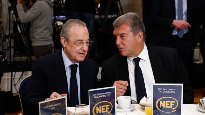 Florentino Pérez, presidente del Real Madrid, y Joan Laporta, presidente del Barcelona Florentino Pérez y Joan Laporta