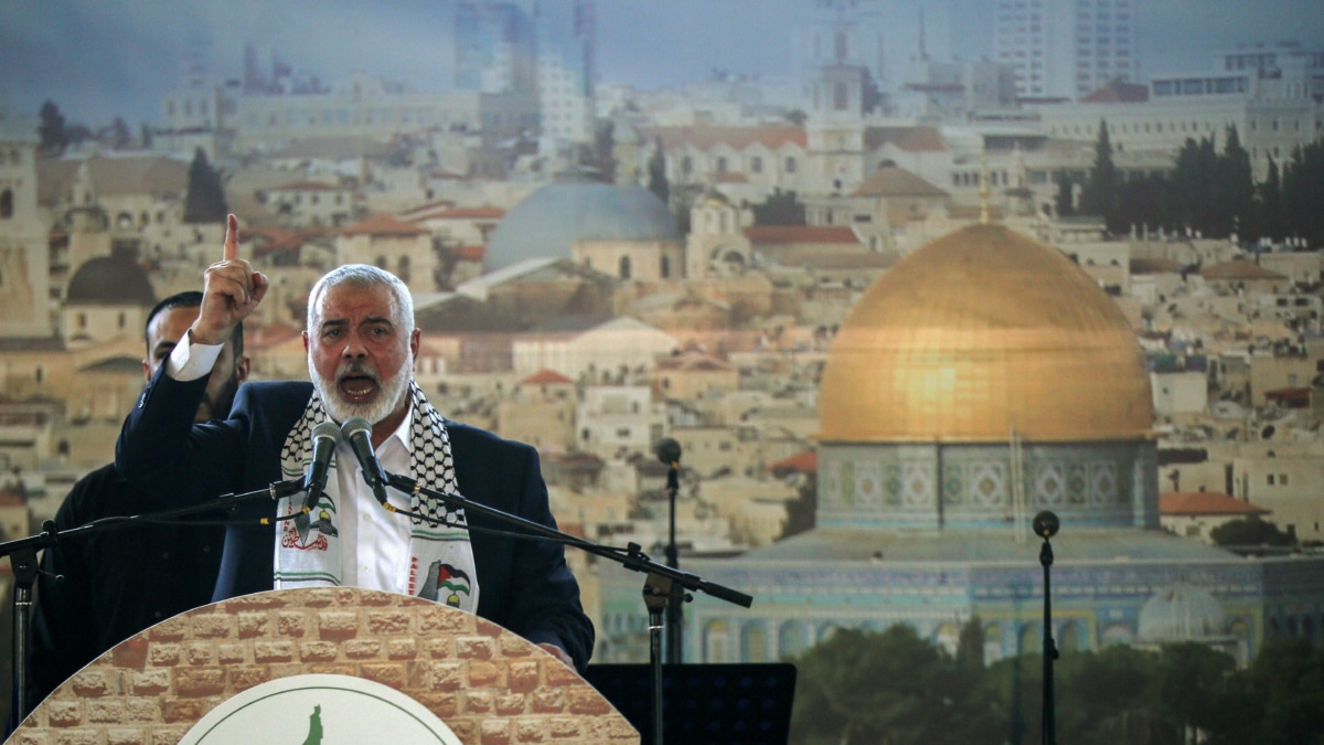 Ismail Haniyeh, jefe de Hamás, durante un mitin en la ciudad libanesa de Sidón.