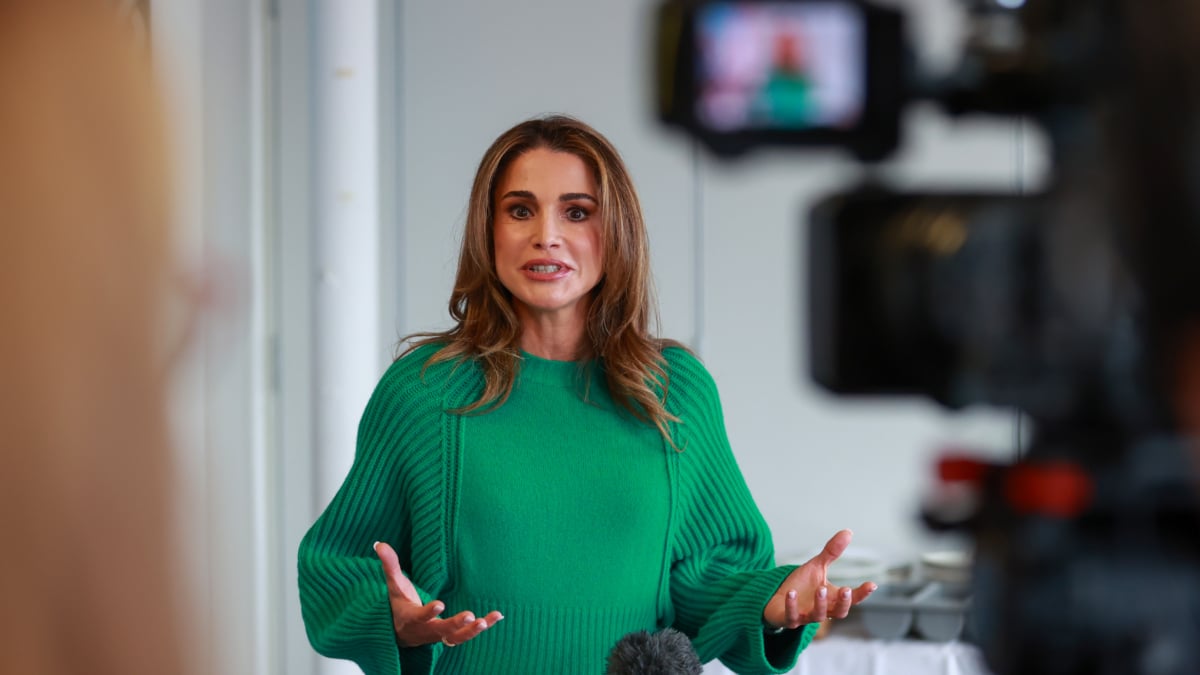 La reina Rania de Jordania durante una entrevista