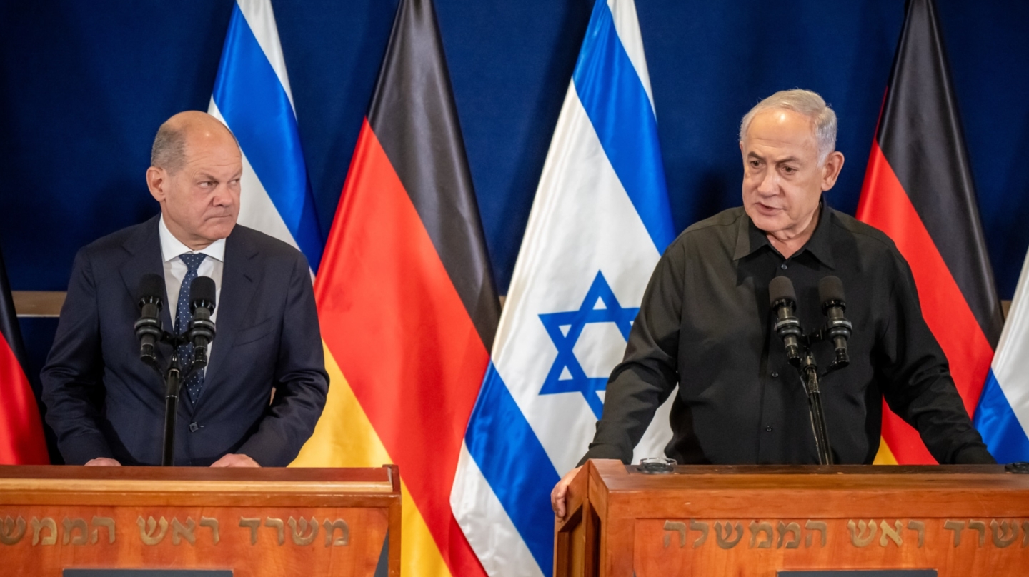Scholz y Netanyahu, en Tel Aviv (Israel).