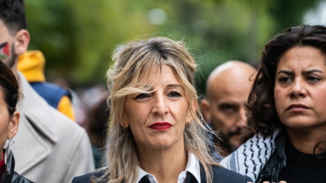 La vicepresidenta segunda del Gobierno y ministra de Trabajo y Economía Social en funciones, Yolanda Díaz, participa en la manifestación en apoyo a Palestina, a 29 de octubre de 2023, en Madrid. La vicepresidenta segunda del Gobierno y ministra de Trabajo y Economía Social en funciones, Yolanda Díaz, participa en la manifestación en apoyo a Palestina, a 29 de octubre de 2023, en Madrid.