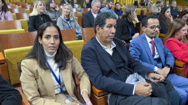 La diputada de Sumar Tesh Sidi y el representante del Frente Polisario en España, Abdulah Arab
