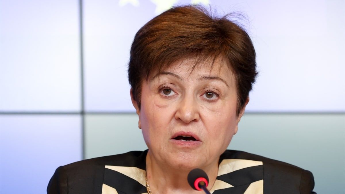 La directora del FMI, Kristalina Georgieva, en una rueda de prensa en Luxemburgo.