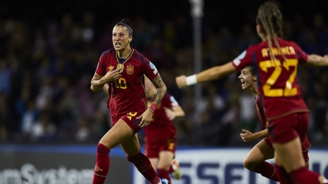 Jenni Hermoso celebra su gol con España a Italia Jenni Hermoso