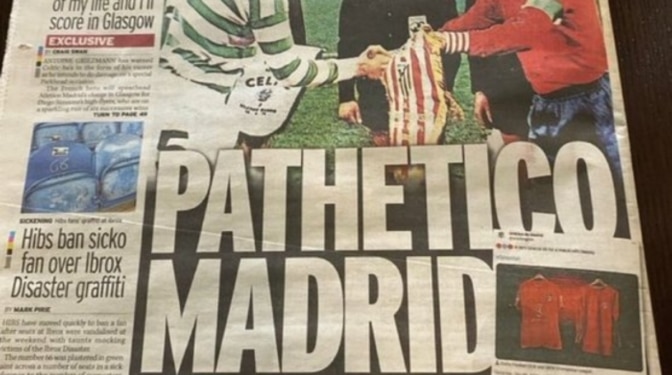 La prensa escocesa se burla del Atlético: «Pathetico de Madrid»