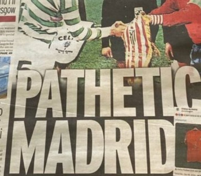 La prensa escocesa se burla del Atlético: «Pathetico de Madrid»
