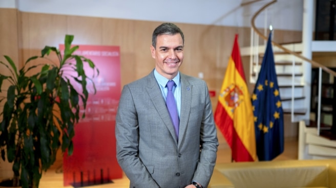 No piten a Sánchez El presidente del Gobierno en funciones, Pedro Sánchez, posa para recibir al diputado de BNG durante su ronda de contactos, a 10 de octubre de 2023, en Madrid (España).
