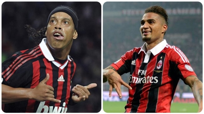Ronaldinho y Kevin-Prince Boateng en el Milan Ronaldinho y Kevin-Prince Boateng