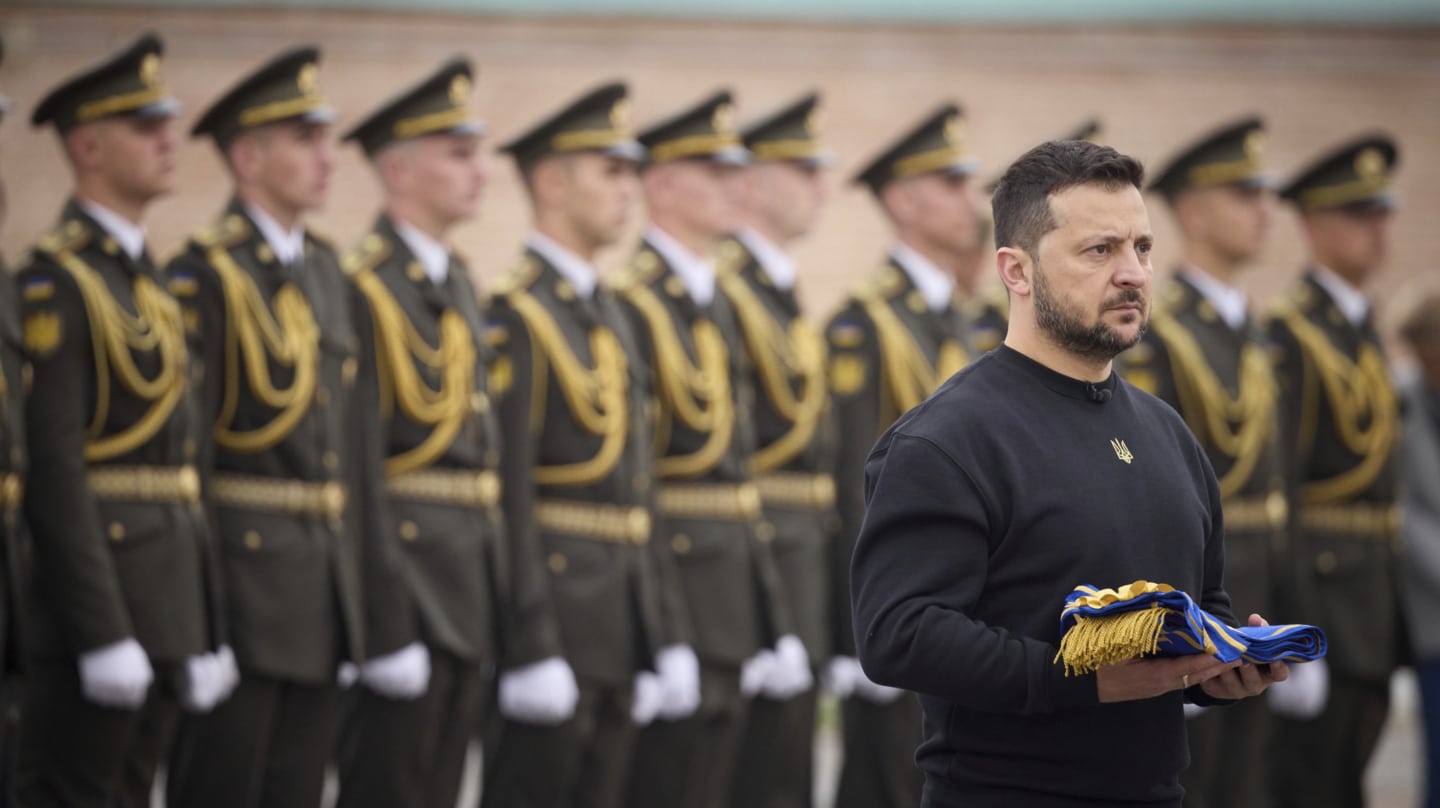 El presidente ucraniano, Volodimir Zelenski, en el Día de los Defensores de Ucrania