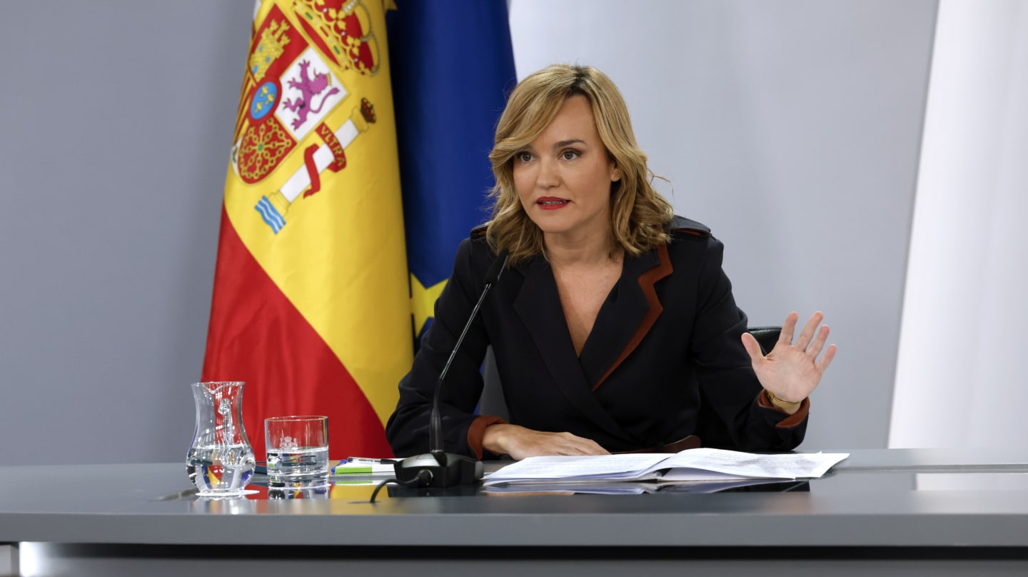 MADRID, 28/11/2023.-La ministra Portavoz, Pilar Alegría, durante la rueda de prensa tras el Consejo de Ministros en el complejo de La Moncloa.-EFE/ Zipi Aragon