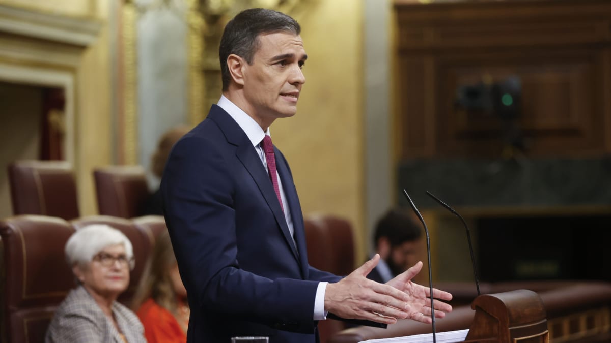 Pedro Sánchez, en la tribuna del Congreso.