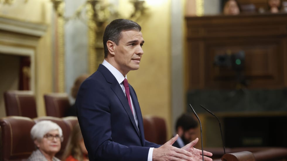 Pedro Sánchez, en la tribuna del Congreso.