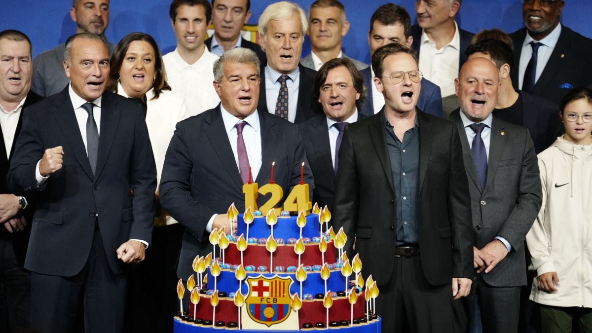 Joan Laporta, presidente del FC Barcelona, en la celebración del 124 aniversario del club