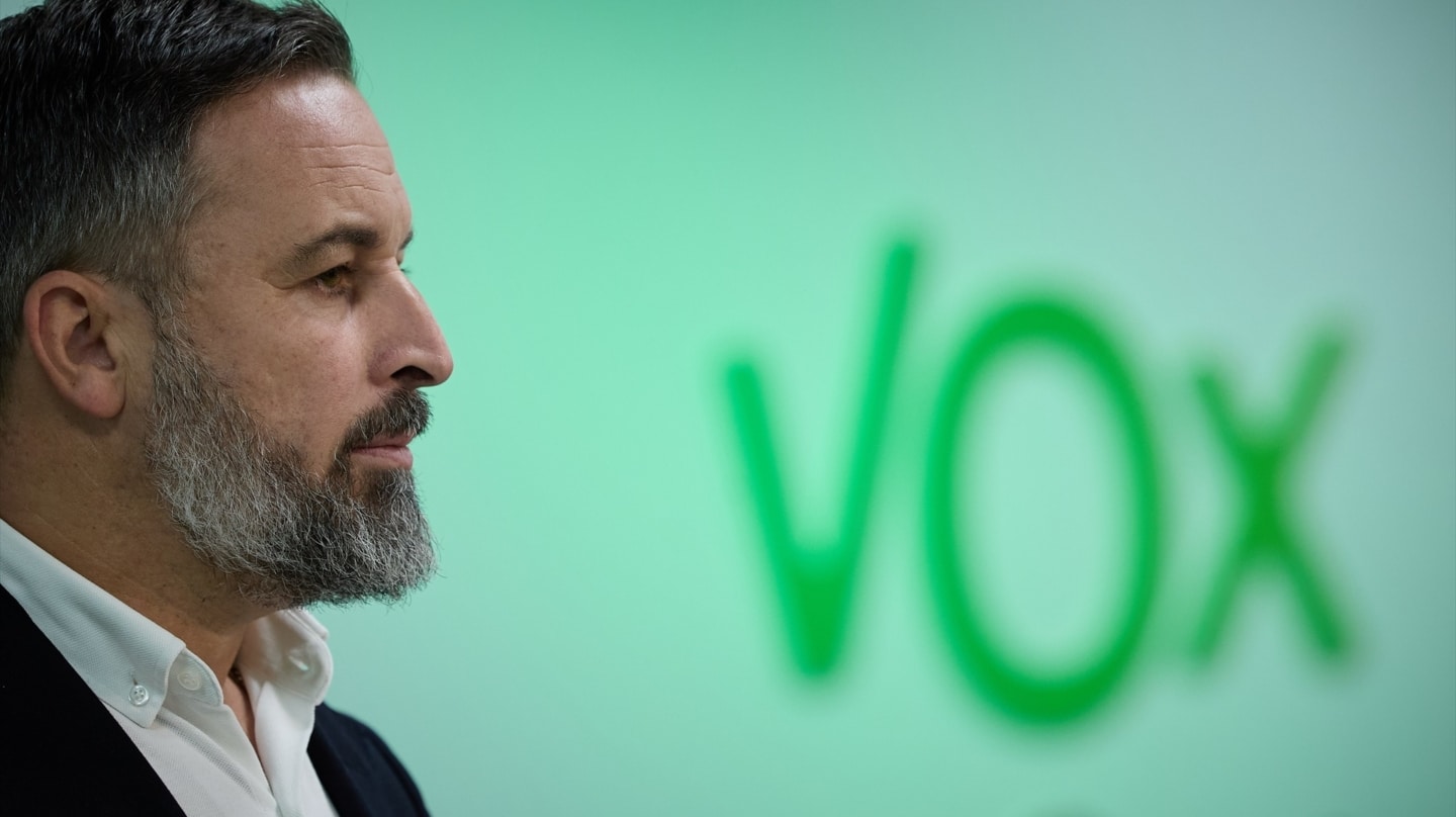 El presidente de Vox, Santiago Abascal, ofrece una rueda de prensa tras la reunión del Comité de Acción Política de Vox, en la sede Nacional de Vox