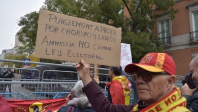 De "dictador felón" a "prensa manipuladora": la protesta contra la amnistía llega a los aledaños del Congreso