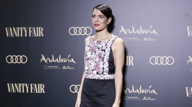 Aristocrat Carlota Casiraghi, Vanity Fair's Person of the Year, poses upon arrival at the awards ceremony held this Thursday at the Reales Alcázares in Seville.