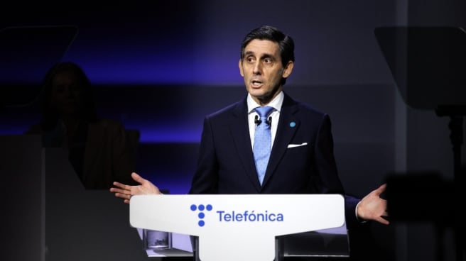 El CEO de Telefónica, José María Álvarez-Pallete López, interviene durante una Junta General de Accionistas, en el Distrito Telefónica