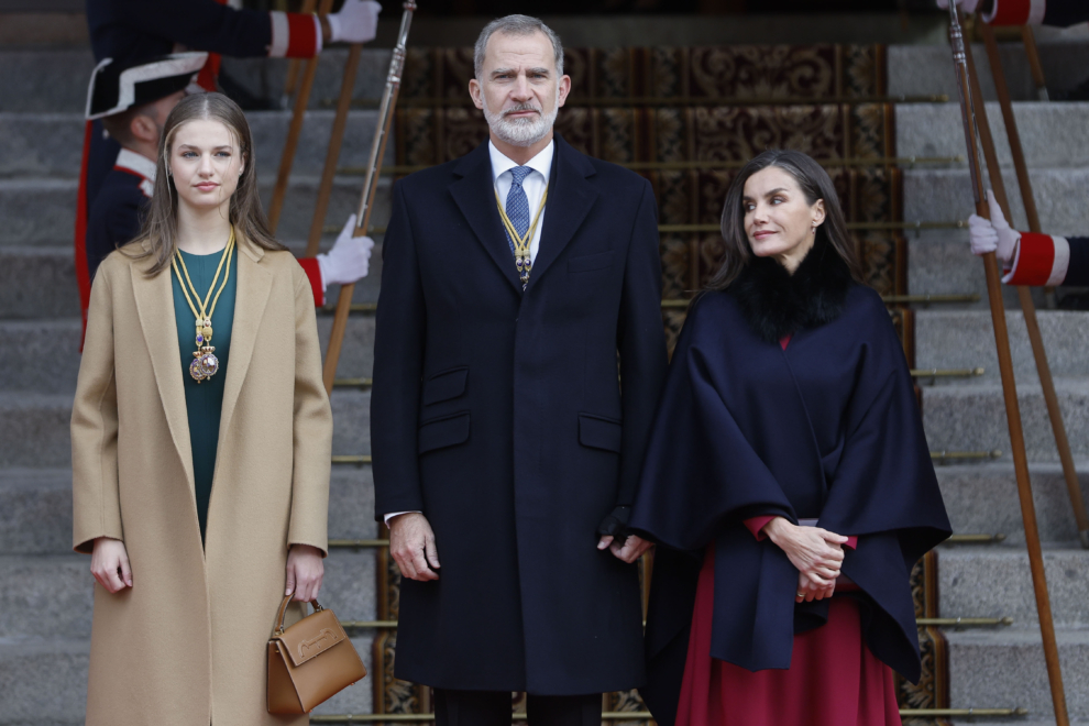 Los Reyes y la Princesa de Asturias, en el acto de comienzo de la legislatura.