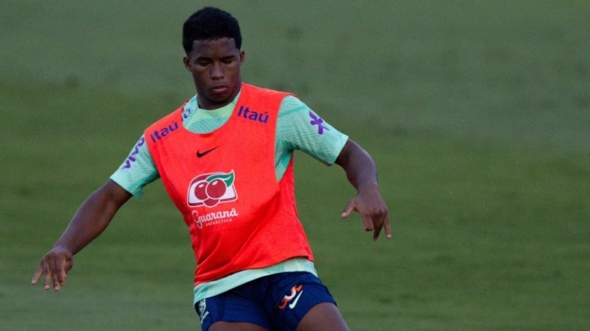 Endrick con Brasil en un entrenamiento Endrick