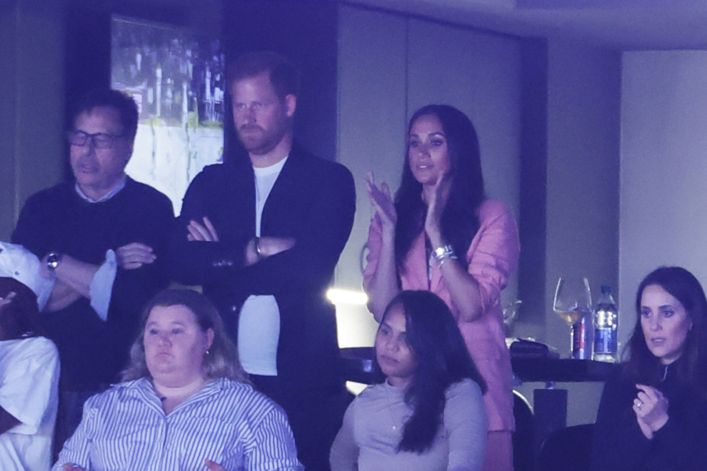 Harry y Meghan en un partido de los Lakers el pasado mes de abril