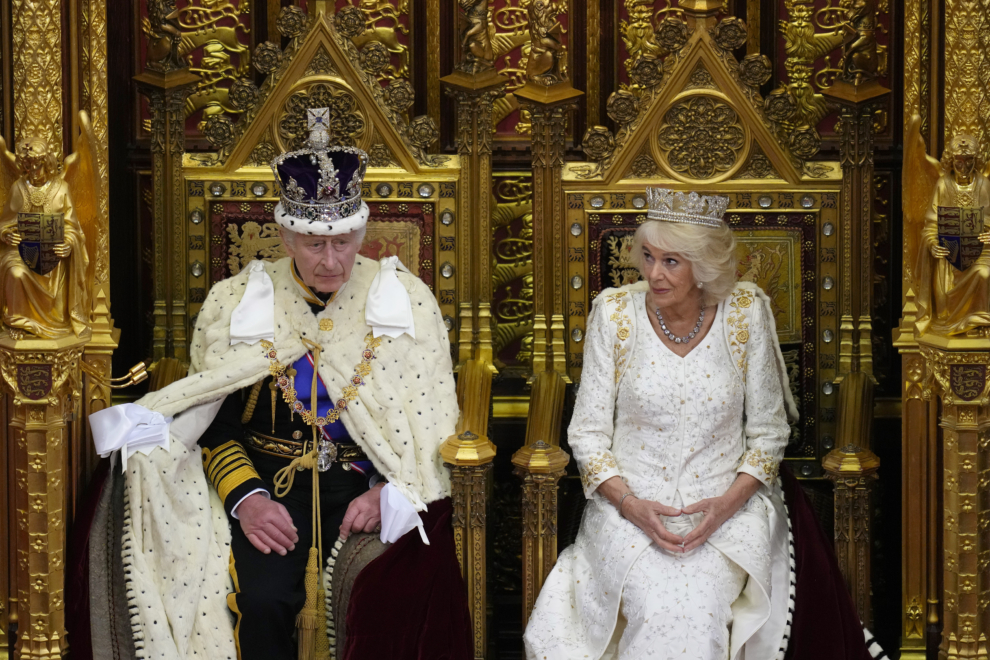 Los reyes, Carlos y Camilla, en la apertura del Parlamento de noviembre de 2023