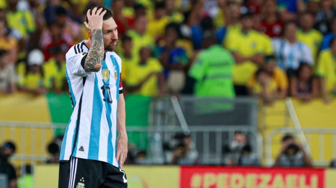 Leo Messi durante el Brasil - Argentina