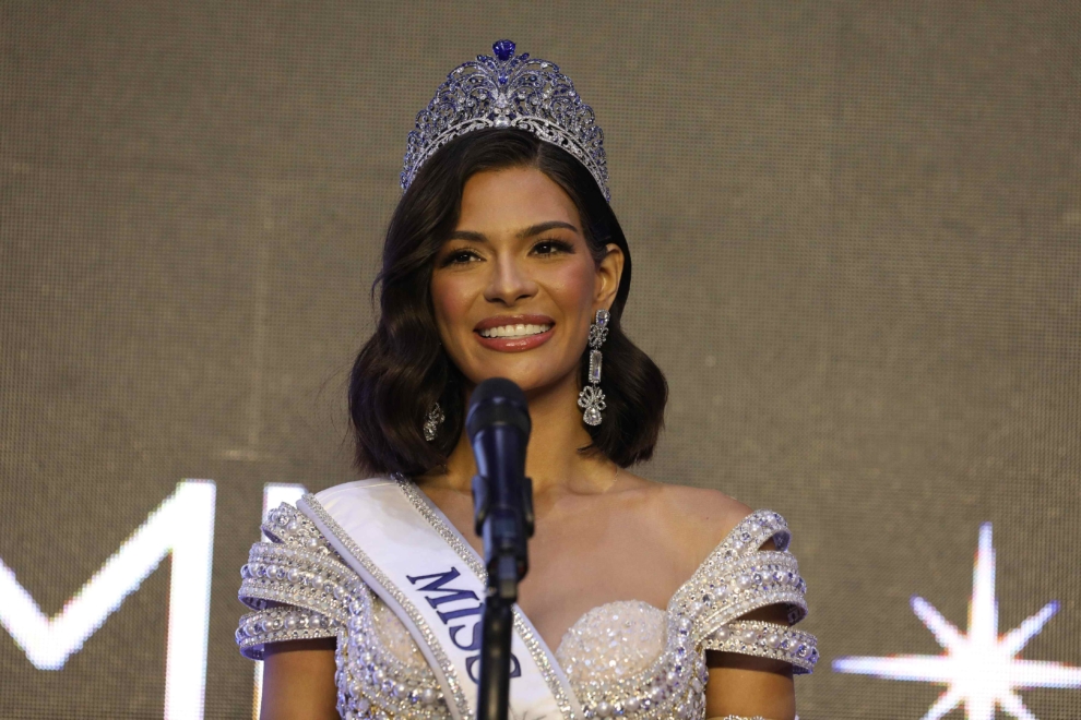 Miss Nicaragua Shaynice Palacios speaks after the crowning of the new Miss Universe 2023. 