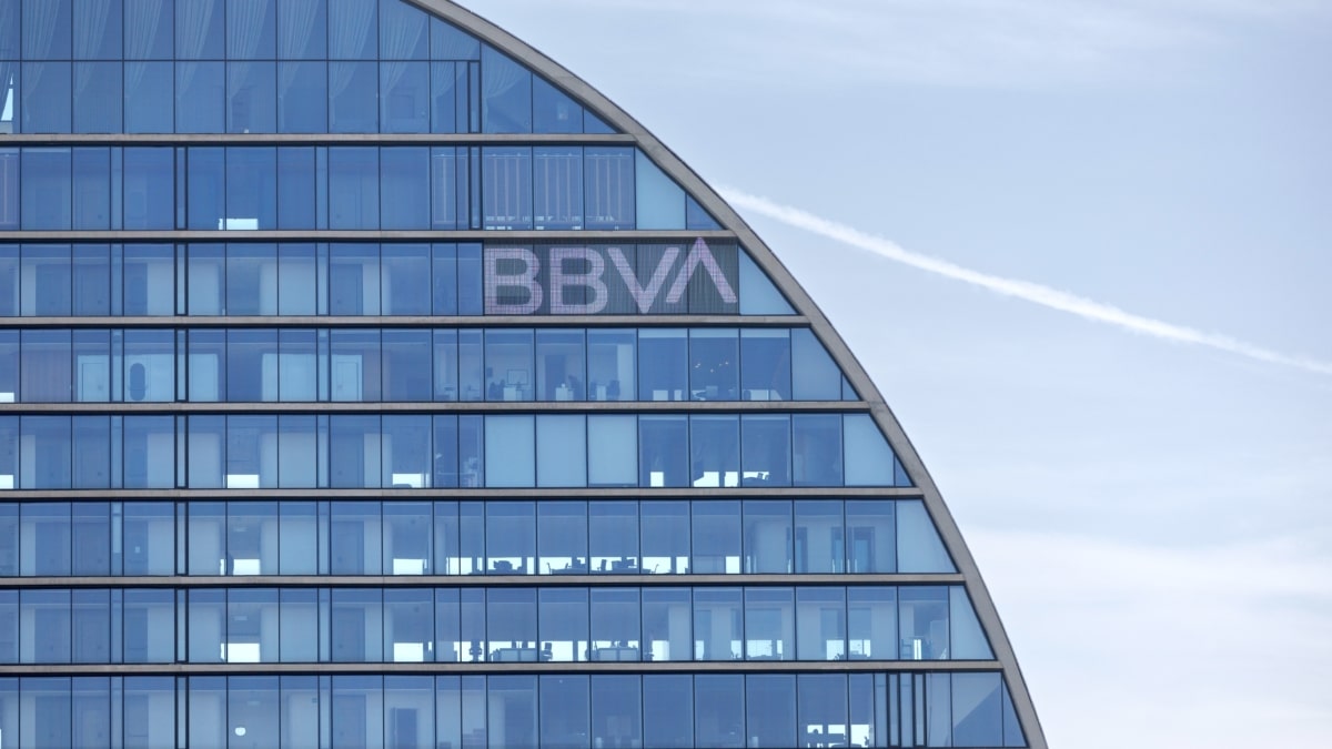 Fachada del banco del BBVA en la ciudad del BBVA