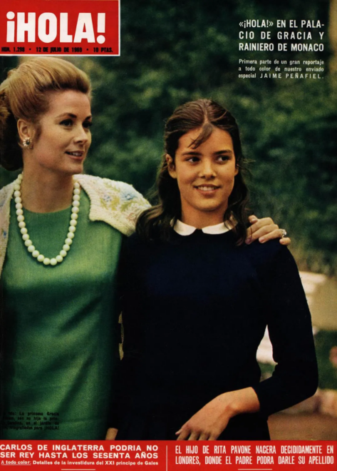 Grace de Mónaco con su hija, la princesa Carolina, en la portada de ¡HOLA! en 1969