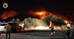 Un incendio forestal agravado por el fuerte viento obliga a desalojar a 350 personas en Valencia