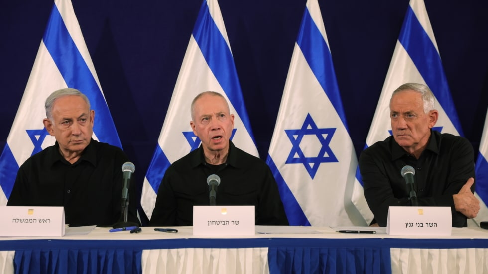Los tres puntales del gobierno para la guerra: Netanyahu, Gallant y Gantz