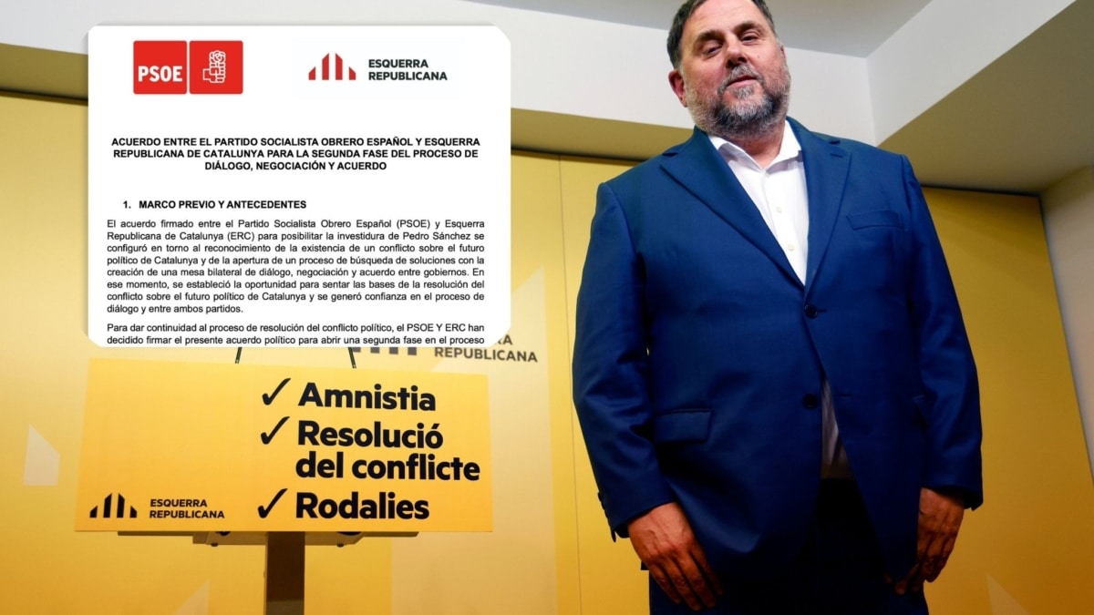 Acuerdo íntegro entre el PSOE y ERC para la investidura de Pedro Sánchez