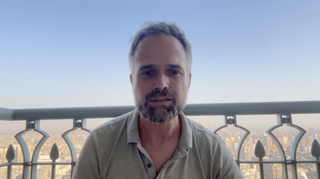 El primer evacuado español de Gaza reivindica que dejen salir a los palestinos de "esa jaula inhumana" Raúl Incertis, primer evacuado español de Gaza