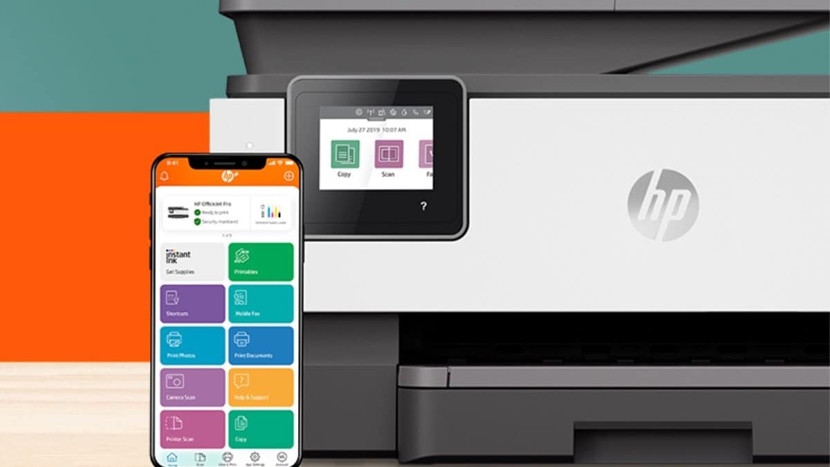 impresora inteligente HP color blanco y negro