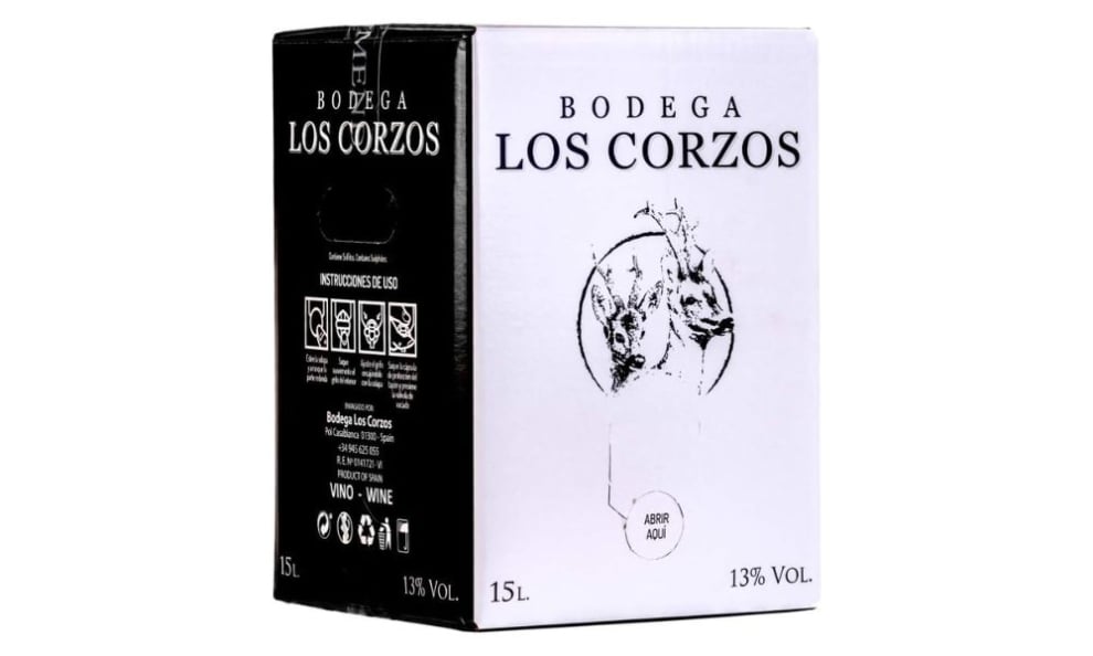 Caja de vino tinto con grifo Los Corzos