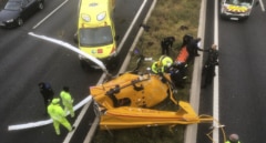 Un helicóptero se estrella en la M-40 de Madrid y deja tres heridos