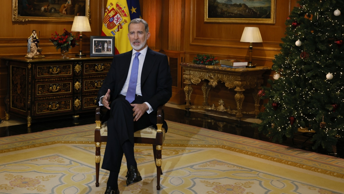 El rey Felipe VI en su tradicional mensaje de Navidad, el décimo de su reinado, en 2023