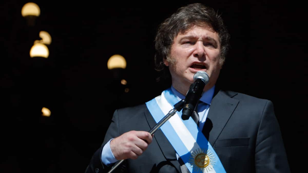 El presidente de Argentina, Javier Milei, en su toma de posesión