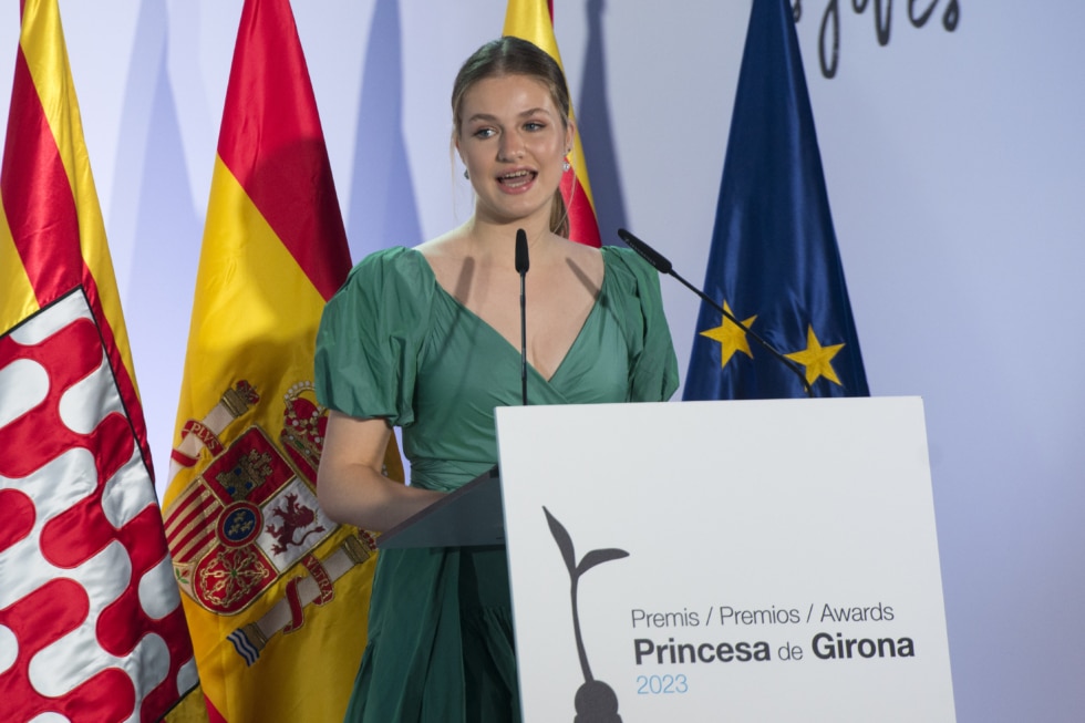 La princesa Leonor durante el acto de entrega de Premios de la Fundación Princesa de Girona.