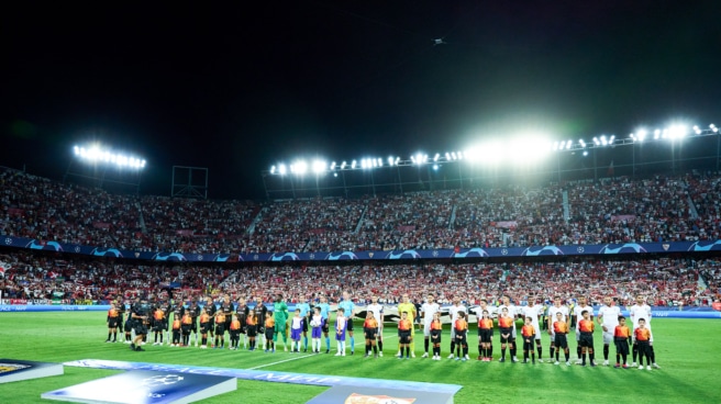 Sevilla and Lens in a Champions League match at the Ramon Sanchez-Pizjuan stadium