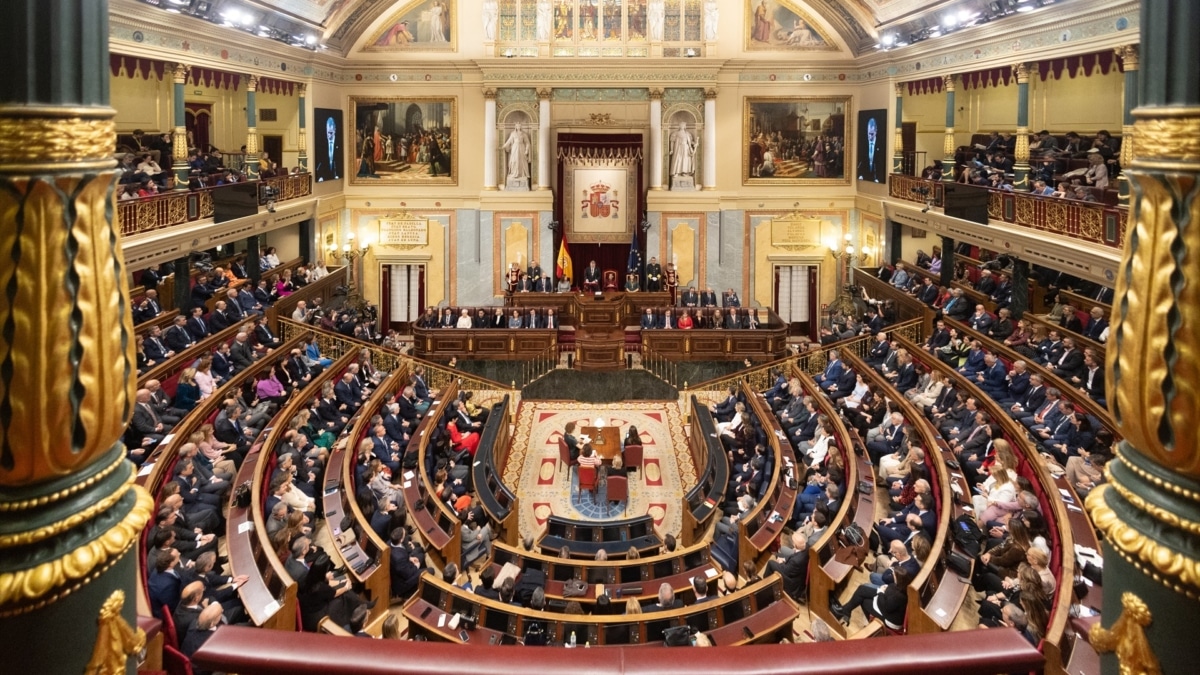 Vista del hemiciclo durante la Solemne Sesión de Apertura de las Cortes Generales de la XV Legislatura, en el Congreso de los Diputados