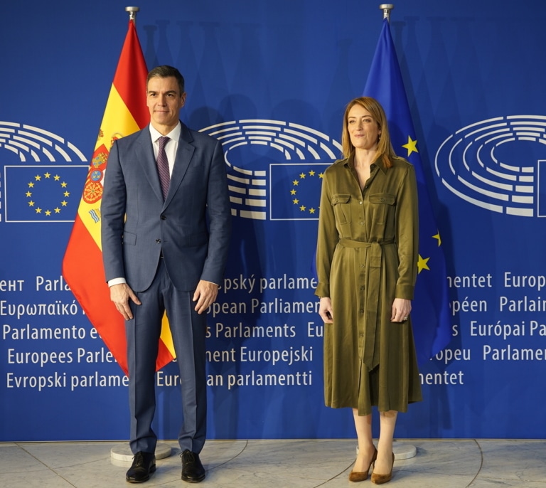 Los ladridos de un perro interrumpen a Sánchez en el Parlamento Europeo