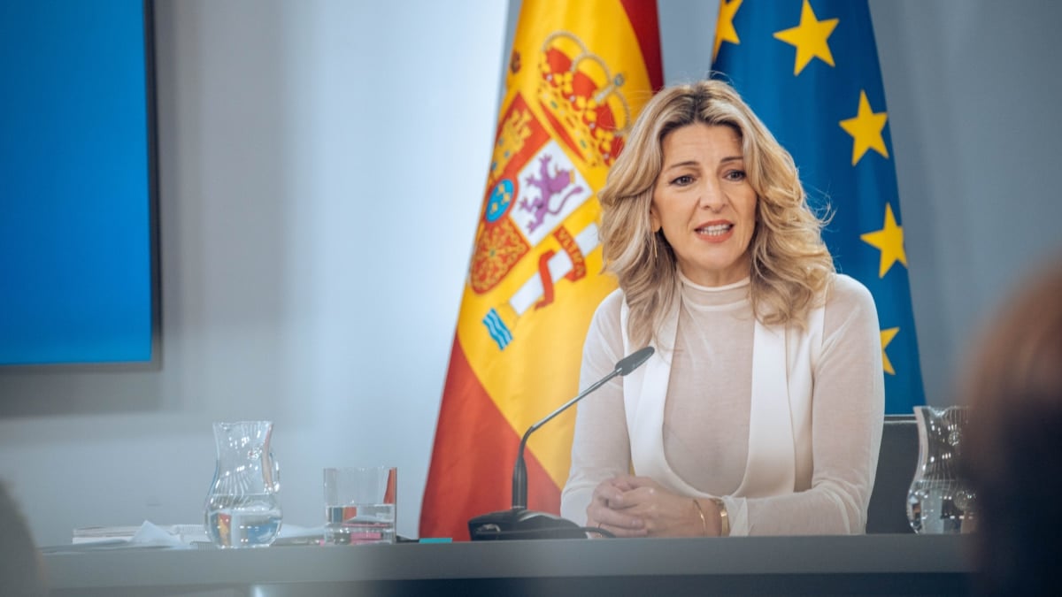 La vicepresidenta segunda y ministra de Trabajo, Yolanda Díaz, durante una rueda de prensa posterior a la reunión del Consejo de Ministros,