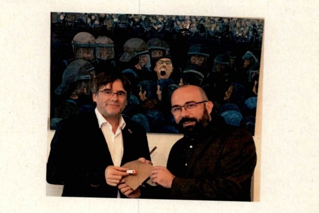 Fotografía extraída del sumario de 'Tsunami Democràtic' de de Carles Puigdemont y Josep Capmajó el 9 de junio de 2019 en Waterloo